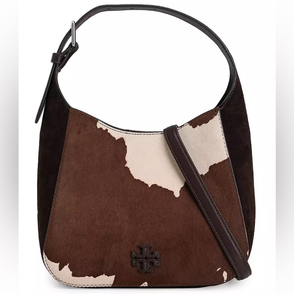 Tory Burch Brown and Cream Cowhide Hobo Bag
